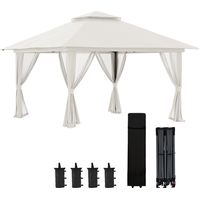 Carpa Plegable Pop-up con Altura Ajustable Protección UV50+ Doble Techo y Mosquiteras 4x4x2,8 m Crema