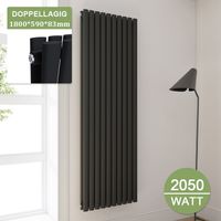 ELEGANT Heizkörper Anthrazit Röhren Paneelheizkorper Vertikal 1800x590mm Doppellagig