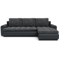 Tokyo Right Hand Facing Pleated Fabric Corner Sofa Bed - Dark Grey & Black