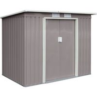 Hattoro – Abri de jardin métal 213x130x173 cm – Tôle d'acier galvanisée – Toit en appentis pour drainage efficace – Double porte coulissante
