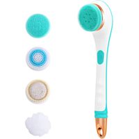 Electric Silicone Bath Brush Back Scrubber 4 Brush Heads USB Rechargeable Rotating Shower Massager w