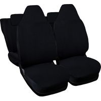 Lupex shop - Coprisedili Auto Compatibili per 107, Made In Italy, set di copri sedili anteriori e posteriori con copri poggiatesta incluso, tessuto poliestere, Nero
