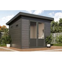Wolff Finnhaus WPC Gerätehaus Nives 2724 28 Anthrazit/Hellgrau Gerätehaus aus Holz/Kunststoff in Anthrazitgrau, Geräteschrank mit 28 mm Wandstärke Gartenhaus