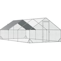 Poulailler extérieur 3x6x2 m enclos XXL acier avec abri et toit 12-18 poules