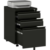 3 Drawer Filling Cabinet, Mobile Metal File Cabinet with Anti-tilt Design for Letter, A4, Legal Size, Black