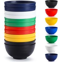 Bols en plastique blanc Set 12 pièces 750ml, bol de ramen réutilisable, bols à soupe, bol de céréales pour adulte, enfants, maison, restaurant, jardin, pique-, camping, extérieur