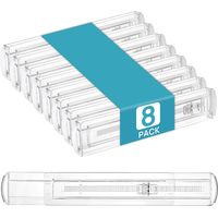 Lot de 8 séparateurs de tiroir peu profonds, 6 cm de haut, 32,76 à 54,35 cm, réglables et extensibles, séparateurs de tiroir de cuisine en plastique transparent pour couverts, ustensiles