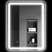Miroir de salle de bain lumineux avec commande tactile, sans buée, réglable, 3 couleurs de lumière, 60 x 80 cm, finition argentée