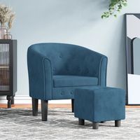 Fauteuil avec repose-pied bleu foncé velours vidaXL