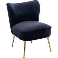 Wahson Accent Chair in Velvet Upholstered Occasional Tub Chair Vintage Leisure Chair with Metal Legs for Living Room Bedroom, Black