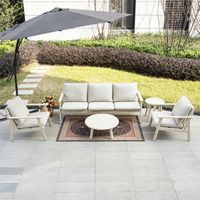 Abrihome Solid Acacia Wood Outdoor Sofa Set – Flat Pack, Antibacterial & Pest Repellent – 3-Seater