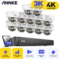 ANNKE Weatherproof Security Camera System,16CH H.265+ PoE NVR Recording 3K Double Light IP CCTV Video Surveillance Camera CCTV Kit 12×Cameras - 1TB HDD