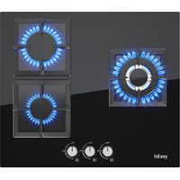 Iseasy – Plaque de cuisson gaz 3 foyers – Verre trempé 8mm – Allumage par impulsion – Dispositif de sécurité thermocouple – Compatible gaz naturel et propane