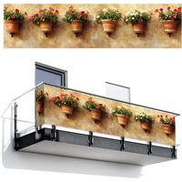 SCHERMO PER LA PRIVACY DEL BALCONE Vasi di fiori - Parete - Vintage 500x130 cm