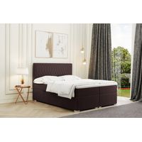 Kaiser Möbel Boxspringbett mit bettkasten und matratze + topper RIMINI stoff Riviera Braun 200x200 c