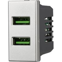 ETTROIT AG2402 USB-Modul-Ladebuchse, 2 x USB, 5 V, 2,1 A, 2 USB-A-Anschlüsse, Grau, kompatibel mit Bticino Axolute