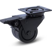 Roulette double freinée - MESO - Noire - Platine - 50mm - 90kg