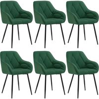 WOLTU 6x Dining Chairs, Velvet Dining Chairs with Backrest Dining Room Chairs, Green