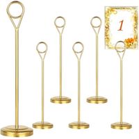 Lot de 6 supports de numéro de table - 20 cm - Doré - Pour tables - Résistants - Pour numéros de table, noms de table, photos - Pour mariage, fête, réception