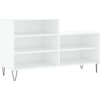 Meuble à chaussures blanc, 102x36x60 cm, en bois composite.