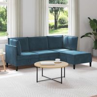 vidaXL Ensemble de meubles pour le salon 4 pcs Bleu Velours