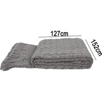 Couverture tricotée 127 x 152 cm gris clair douce et chaude pour lit, canapé et sofa