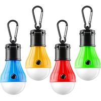 Confezione da 4 luci LED portatili per tenda con gancio e clip, illuminazione di emergenza per uragani, attrezzatura da campeggio per escursioni e interruzioni di corrente