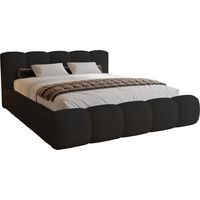 Lit coffre 200x200 Ravello - lit bouclé avec rangement, sommier - Noir (Lambi 13)