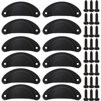 BEBUSINGOTO (24PCS) Boutons d'armoire en coquillage, poignée d'armoire noire avec vis, poignée en fer vintage pour tiroir d'armoire, tiroir de cuisine, porte