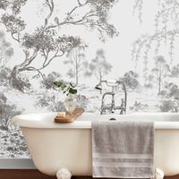 Papier peint panoramique à motif paysage 280 x 300cm – Papier intissé résistant à la lumière – Application facile sans table à tapisser – Laura Ashley