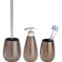 WENKO Bad-Accessoire-Set Marrakesh 3-teilig, Bad-Zubehör Set, Braun, Keramik braun
