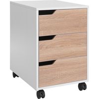 Cajonera Office 3 cajones con ruedas Mueble archivador para escritorio estudio 40x50x57.5 cm Roble y Blanco