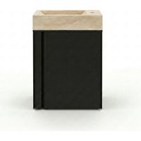 Saniclass Chaci Ensemble lavabo - 40x65cm - 1 porte - 1 trou de robinet - droite - lavabo travertin - noir mat