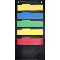 Hanging Wall File Organizer Large 5 Pockets Storage Pocket Chart with 2 Hangers Folder Holder Docume