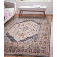 Flores Fiza FR06 Traditional Classic Bordered Persian Floral Vintage Rug in Multi Large 160x230 cm (5'3"x7'7")
