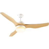 Ventilador de Techo Motor DC 20,5W Diámetro 132 cm Mando à Distancia Luz LED Ajustable de 3 Niveles 3 Aspas Reversibles