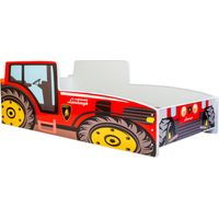 Lit enfant voiture Tracteur 80x160, avec matelas et sommier, multicolore pour garçon, pour chambre d'enfant