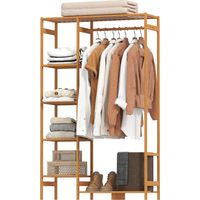 Portant Bambou 6 Niveaux avec Barre, 90x30x145 cm