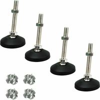 Adjustable feet, 4 pieces, adjustable feet M8, adjustable feet for furniture, metal furniture feet, height-adjustable feet, adjusting screws for furniture feet with claw nuts