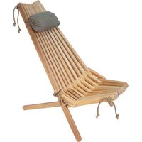 EcoFurn EcoChair Skandinavischer Gartenstuhl Holz Erle Natur mit Nackenkissen
