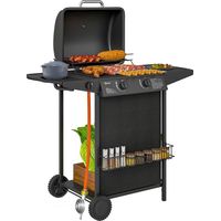 Barbecue a Gas con 3 Bruciatori Indipendenti e Coperchio con Termometro, 108x54x97 cm, Nero