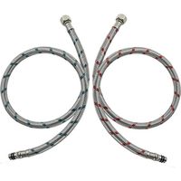 2 Pièces Raccordement de Flexible Robinet G3/8 x M10 60cm, Tuyau Flexible de Connecteur de Robinet en Acier Inoxydable Tuyau de Raccordement Flexible pour Cuisine Douchette Evier (Rouge et Ble