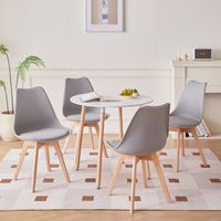 Wokaka Set tavolo e sedie da pranzo in stile nordico - Tavolo rotondo 80 cm - con 4 sedie scandinave (grigio)