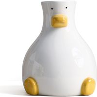 Vase à fleurs blanc moderne orné d'un canard original, Décoration de table ronde et esthétique, Vase artistique 20cm