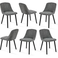 Upholstered Modern dining chalrs with ergonomic backrests and wooden legs, Style and comfort combined - Set of 6 - Grey/Green