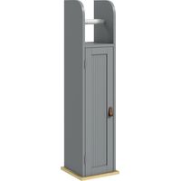 Meuble de salle de bain support papier toilette avec placard et étagères réglables 20 x 20 x 80 cm gris