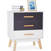 Meerveil Cassettiera, Comò con 3 Cassetti Libera Combinazione di Colori per Camera da Letto Soggiorno Corridoio, 55 x 66 x 40 cm, Bianco e Grigio
