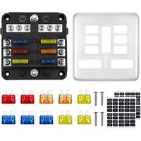 Galozzoit – 6-way 12V/32V 100A fuse box – 10 ATO fuses with LED indicators – Transparent dustproof cover – Easy installation