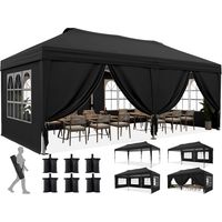 Quictent Tonnelle pop-up 3x6m avec verrou central et parois, noir