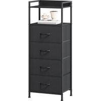 Somdot Commode Chambre avec Rangement Ouverte - 4 tiroir en Tissu - 29P x 38,7l x 92,3H - Noir